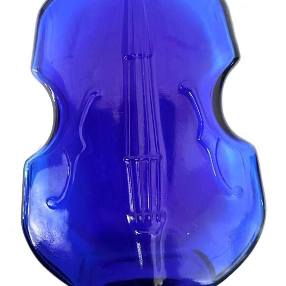 Vintage mid century cobalt blue glass violin vase #5 - Picture 12 of 13